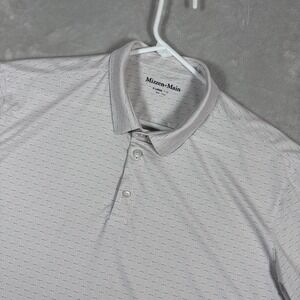 Mizzen+Main Polo Shirt Mens XL Pink Green Dot Geometric Print Performance Golf